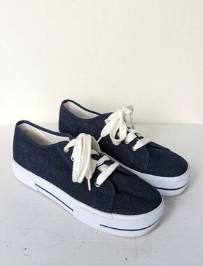 No Boundaries Y2K Platform Low Top Denim Sneakers - Size 9